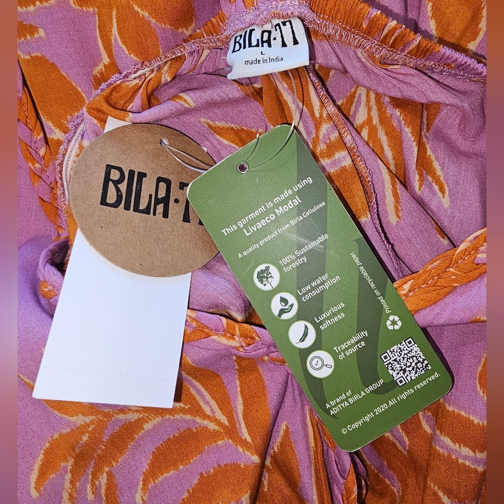 NWT Bila Vibrant Pink & Orange Jumpsuit-Great for Vaca as a swimsuit cover-up LG - Picture 2 of 4